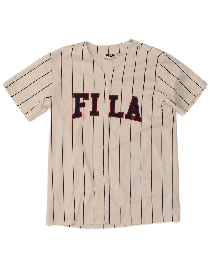 Fila Womens Graphic Oversized Jersey Top UK 10 Small White Striped