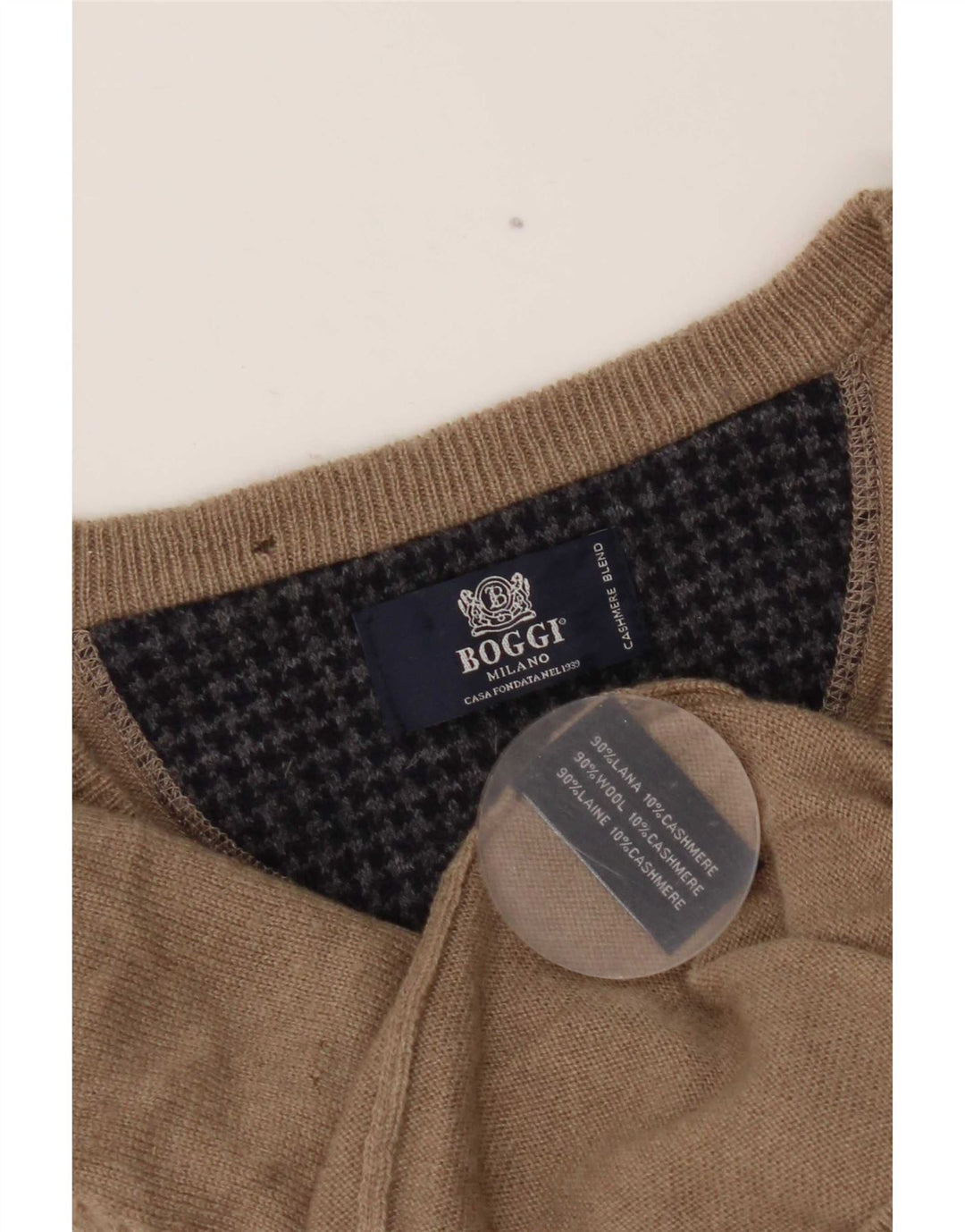 Boggi Jersey Con Cuello En V De Lana Beige Small Hombre