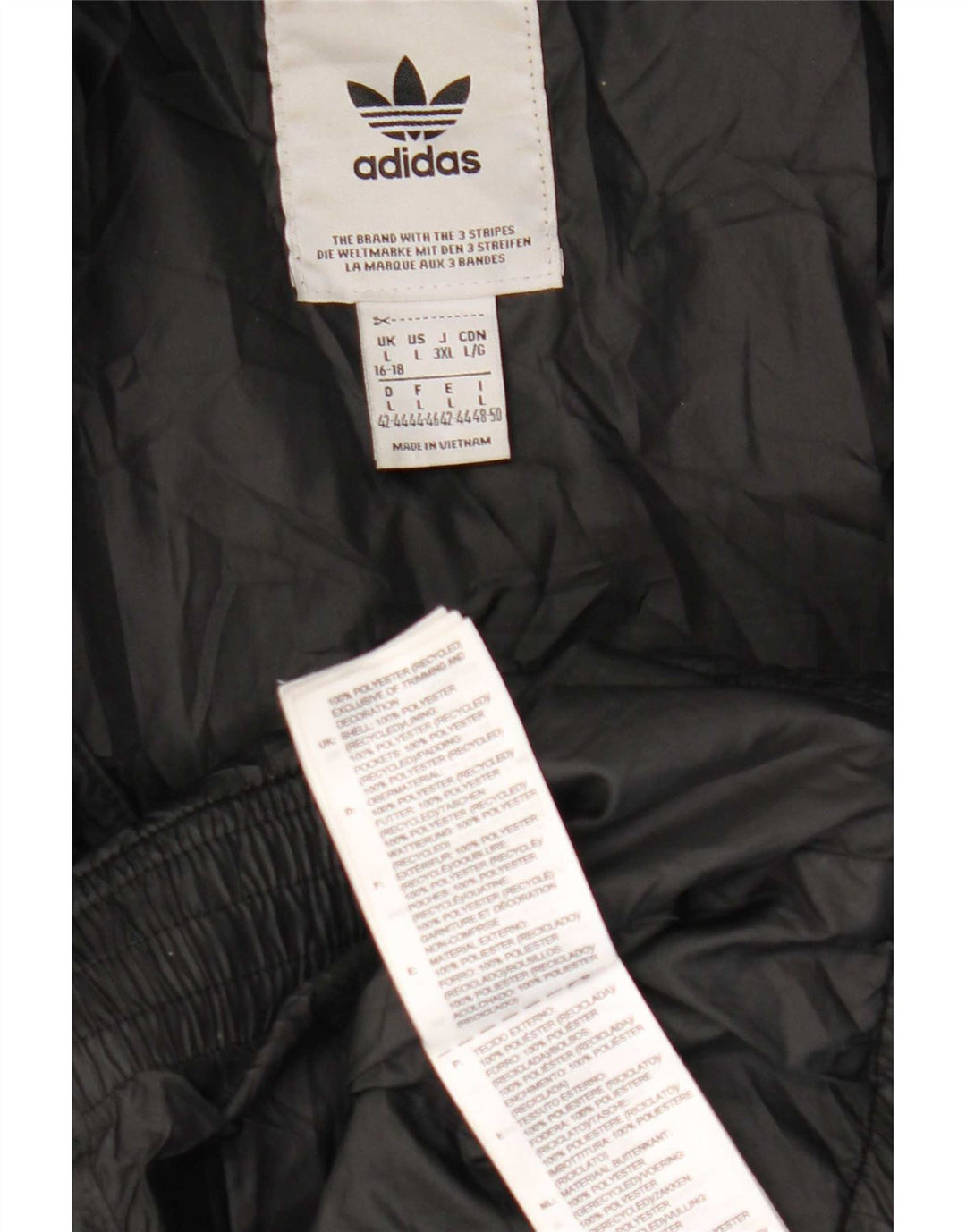 Adidas Womens Hooded Padded Coat UK 16/18 Large Black Polyester