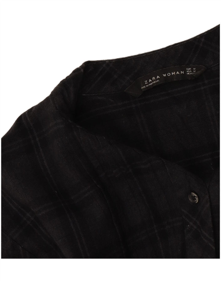 Zara Dame Langærmet Shift Dress UK 14 Medium Grey Check