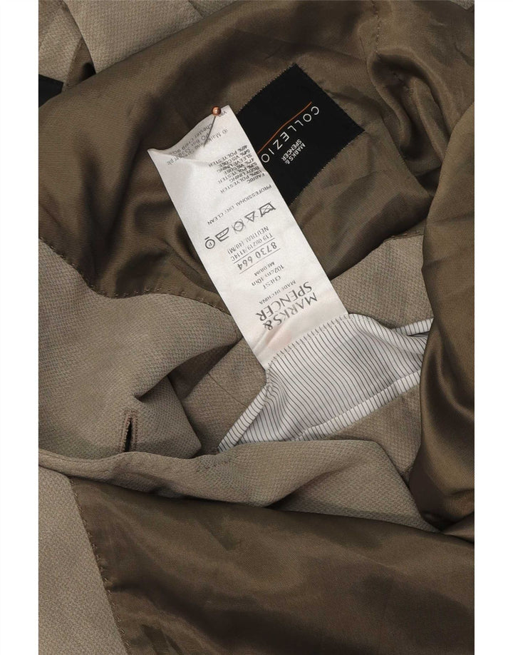 Marks & Spencer Mens 2 Button Blazer Jacket UK 40 Medium Beige Polyester