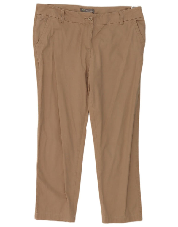 Gerade geschnittene Damenhose von Marks & Spencer, UK 14, Größe L, W34, L25, Beige
