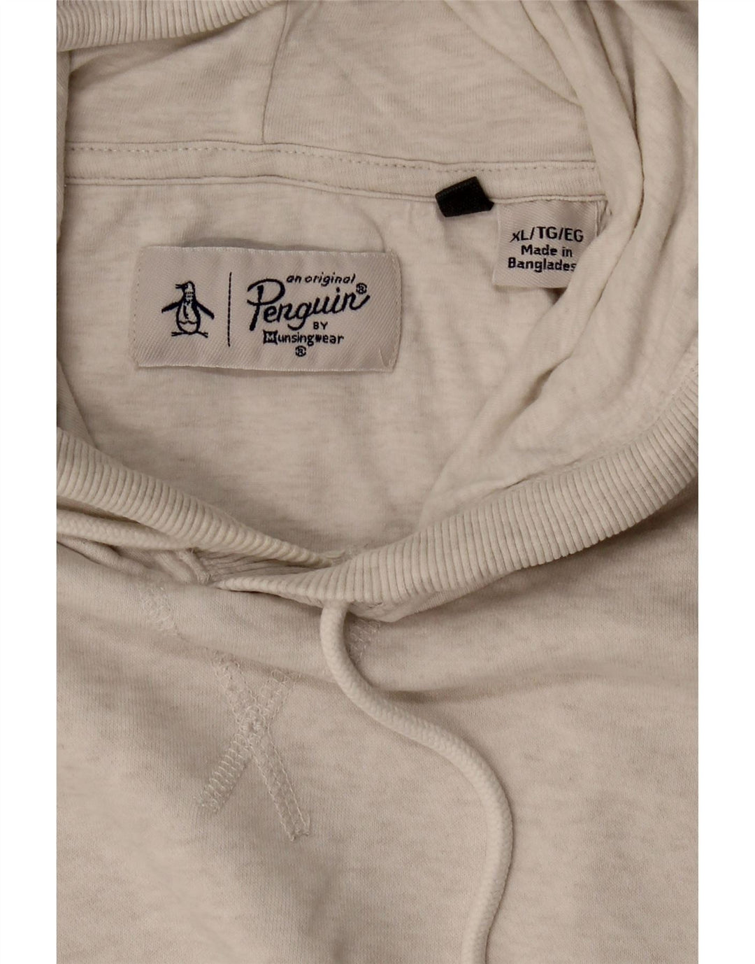 PENGUIN Mens Hoodie Jumper XL Off White Cotton Vintage Penguin and Second-Hand Penguin from Messina Hembry 