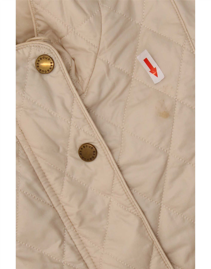 Barbour Womens Quilted Jacket UK 14 Large Beige Nylon
