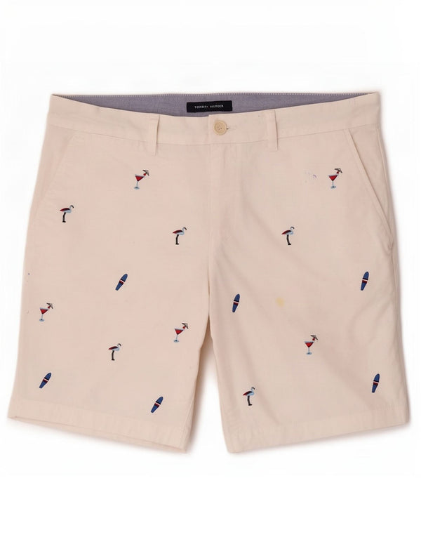 Tommy Hilfiger Shorts chinos gráficos para hombre W31 Medium White