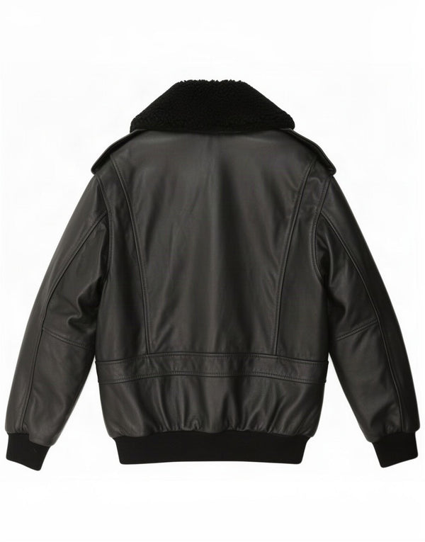 Redskins Chaqueta de cuero militar para hombre UK 36 Small Negro