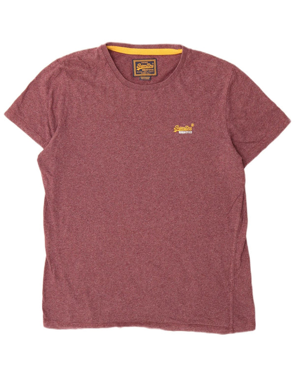 Superdry Herren T-Shirt Top XL Burgunderrot aus Baumwolle