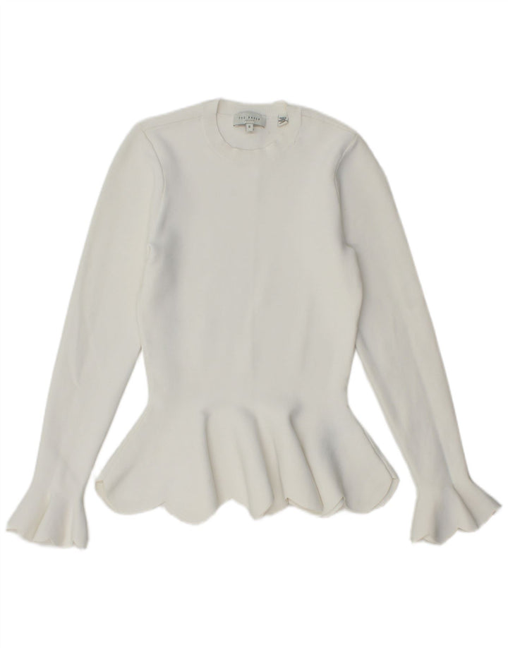 Ted Baker Womens Crew Neck Jumper Sweater Size 0 2XS White Viscose