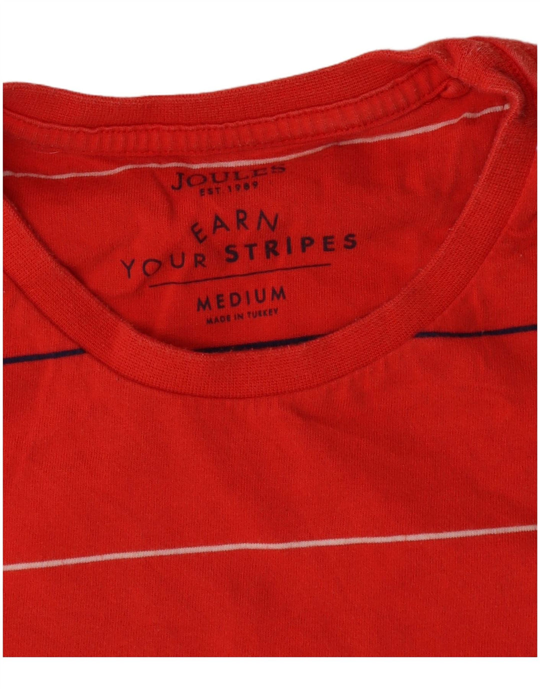 Joules Mens T-Shirt Top Medium Red Striped Cotton
