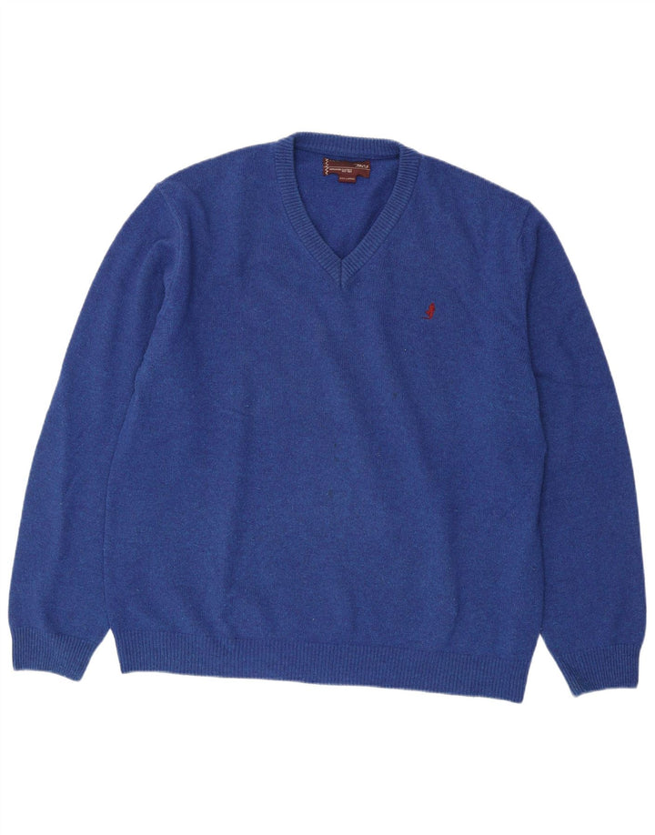 Maglione da uomo con scollo a V Marlboro Classics 3XL lana blu