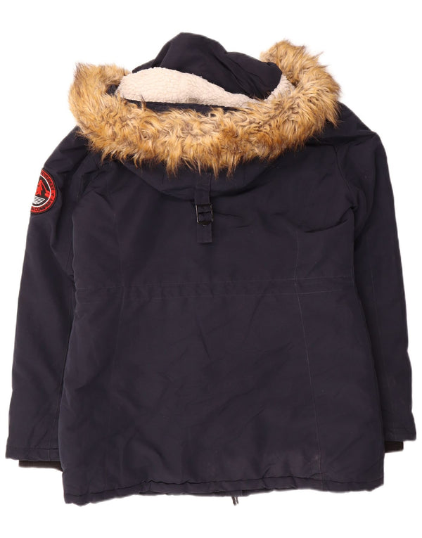 Superdry Damen gepolsterte Skijacke UK 12 Medium Marineblau Nylon