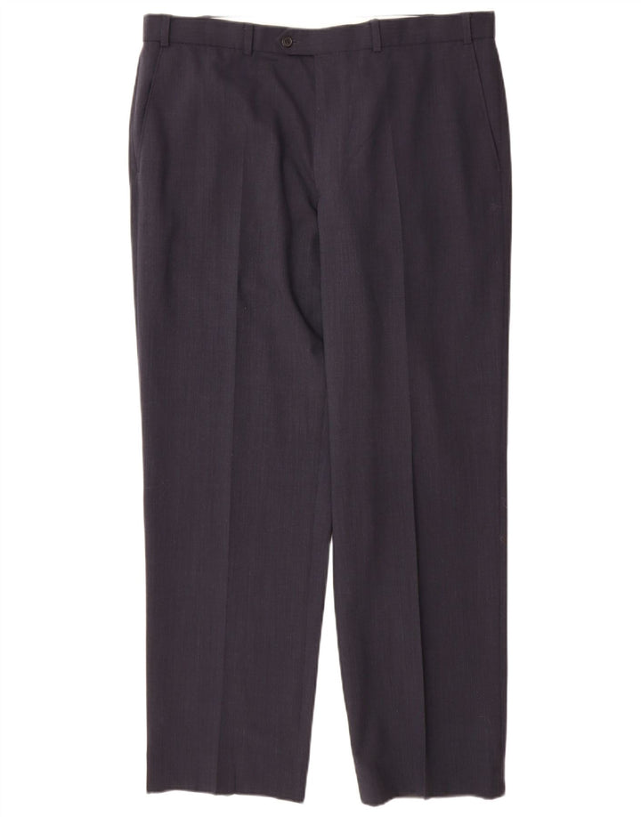 Marks & Spencer Mens Straight Suit Trousers W38 L31 Navy Blue Polyester