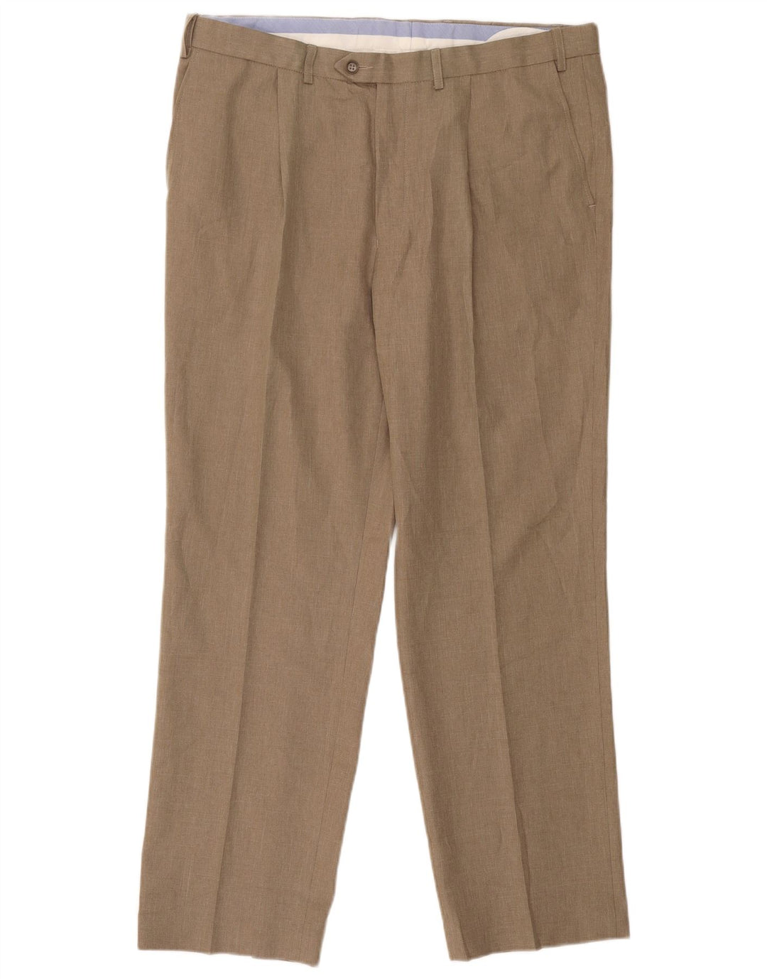 Marks & Spencer Mens Regular Fit Suit Trousers W38 L31 Beige Polyester