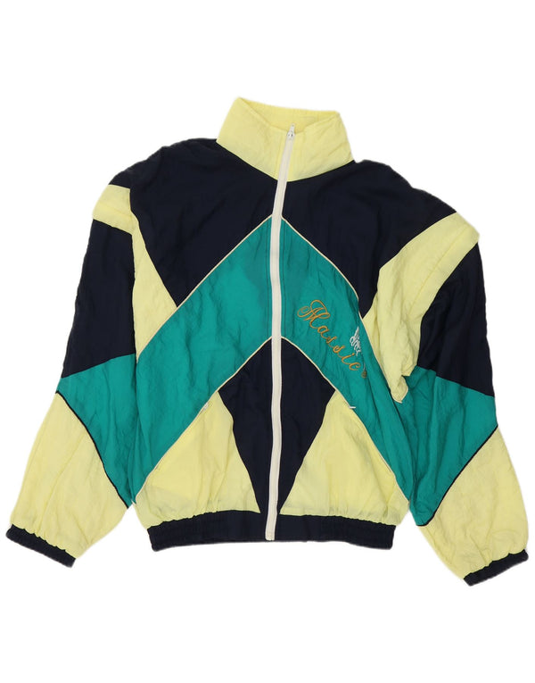 VINTAGE Mens Graphic Tracksuit Top Jacket Large Multicoloured Colourblock