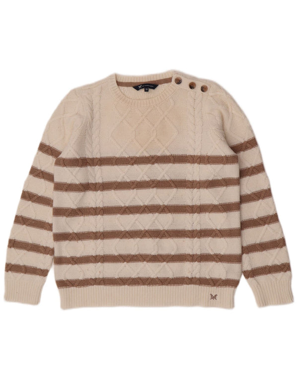 Crew Clothing Maglione girocollo da donna UK 12 a righe bianche medie