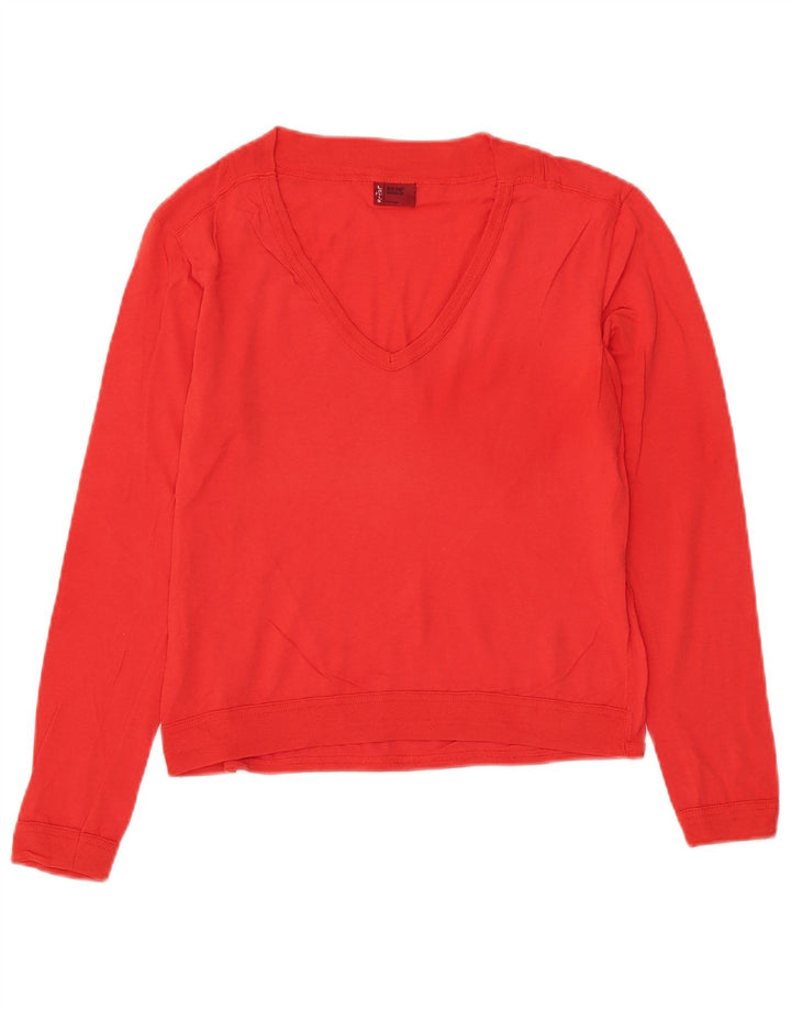 LEVI'S Damen Crop V-Ausschnitt Pullover Pullover UK 12 Mittelrote Baumwolle