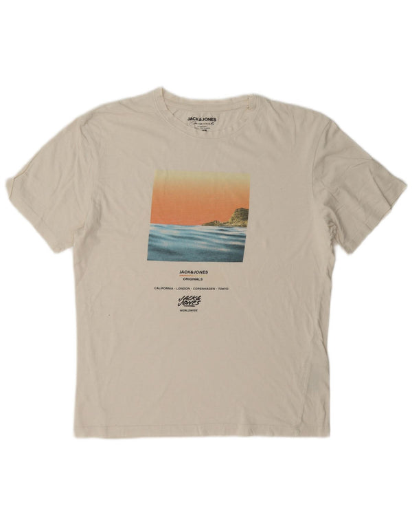 Tricou grafic Jack & Jones pentru bărbați Top XS Bumbac alb