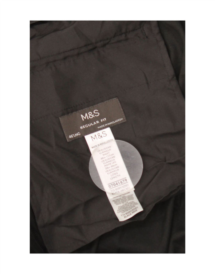 Marks & Spencer Mens Regular Fit Suit Trousers W46 L33 Black Polyester