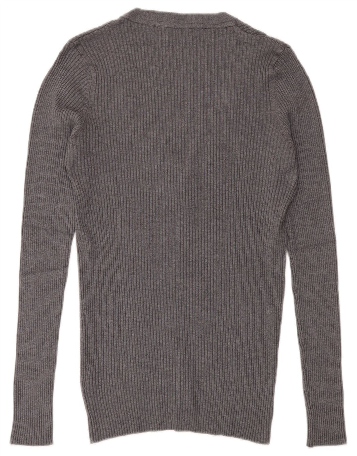 Zara Herren-Cardigan-Pullover Mittelgraue Viskose