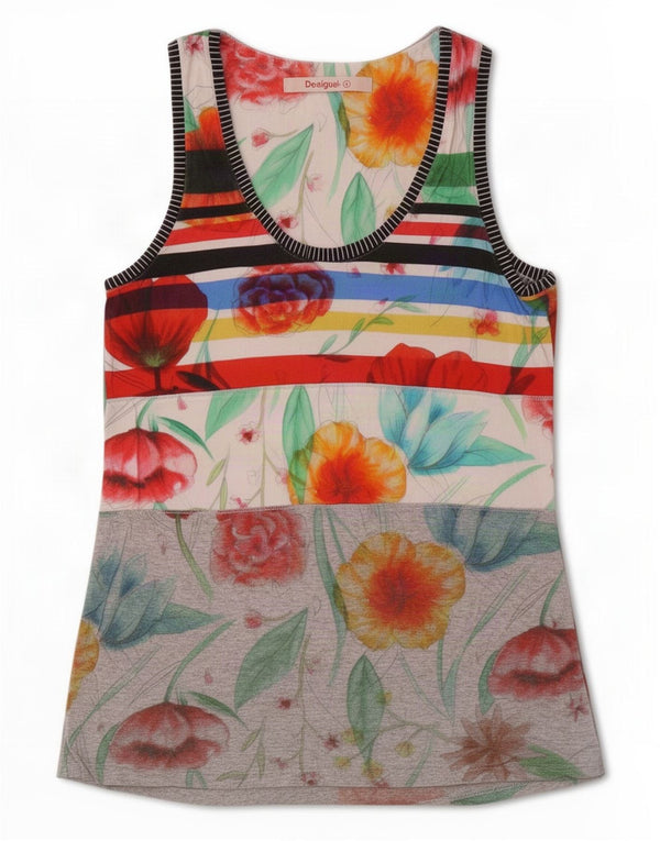 Desigual Kvinders Grafisk Vest Top UK 10 Small Multicolored Floral