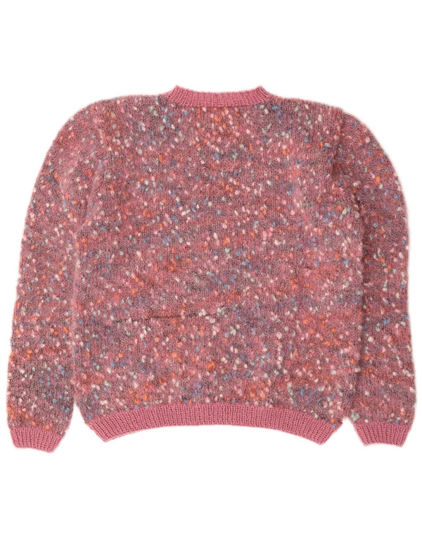 Vintage Dame Turtle Neck Jumper Sweater UK 14 Large Pink Flecked