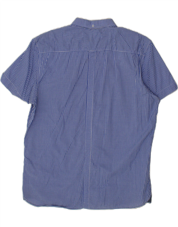 VINTAGE Mens Short Sleeve Shirt XL Blue Gingham Cotton Vintage Vintage and Second-Hand Vintage from Messina Hembry 