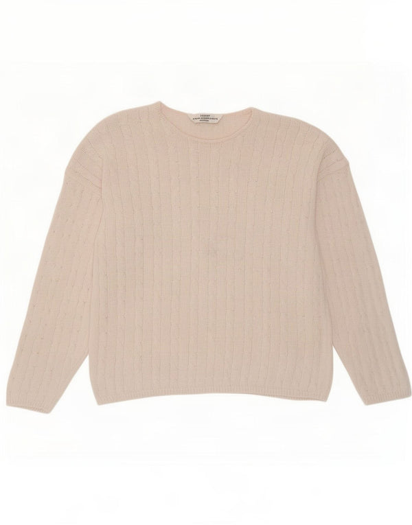 Marks & Spencer Dame Boat Neck Jumper Sweater UK 16 Large Pink Bomuld