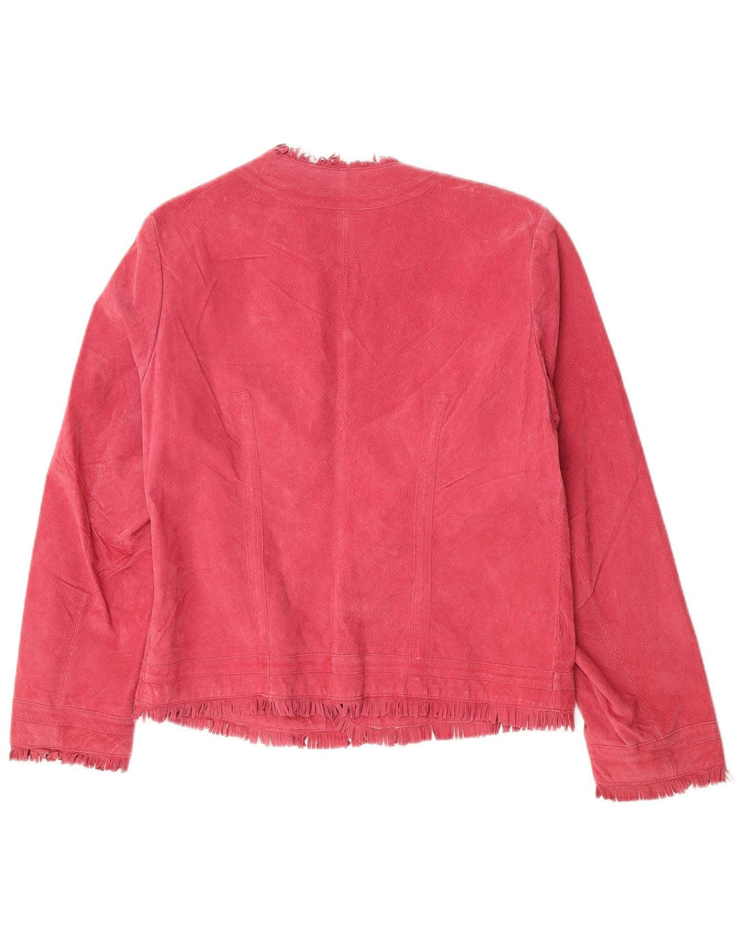 Giacca in pelle scamosciata aperta da donna Centigrade grande in pelle rosa