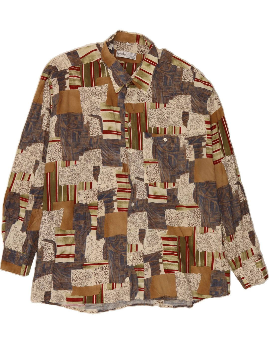 ANGELO LITRICO Mens Shirt 3XL Multicoloured Patchwork Viscose Vintage Angelo Litrico and Second-Hand Angelo Litrico from Messina Hembry 