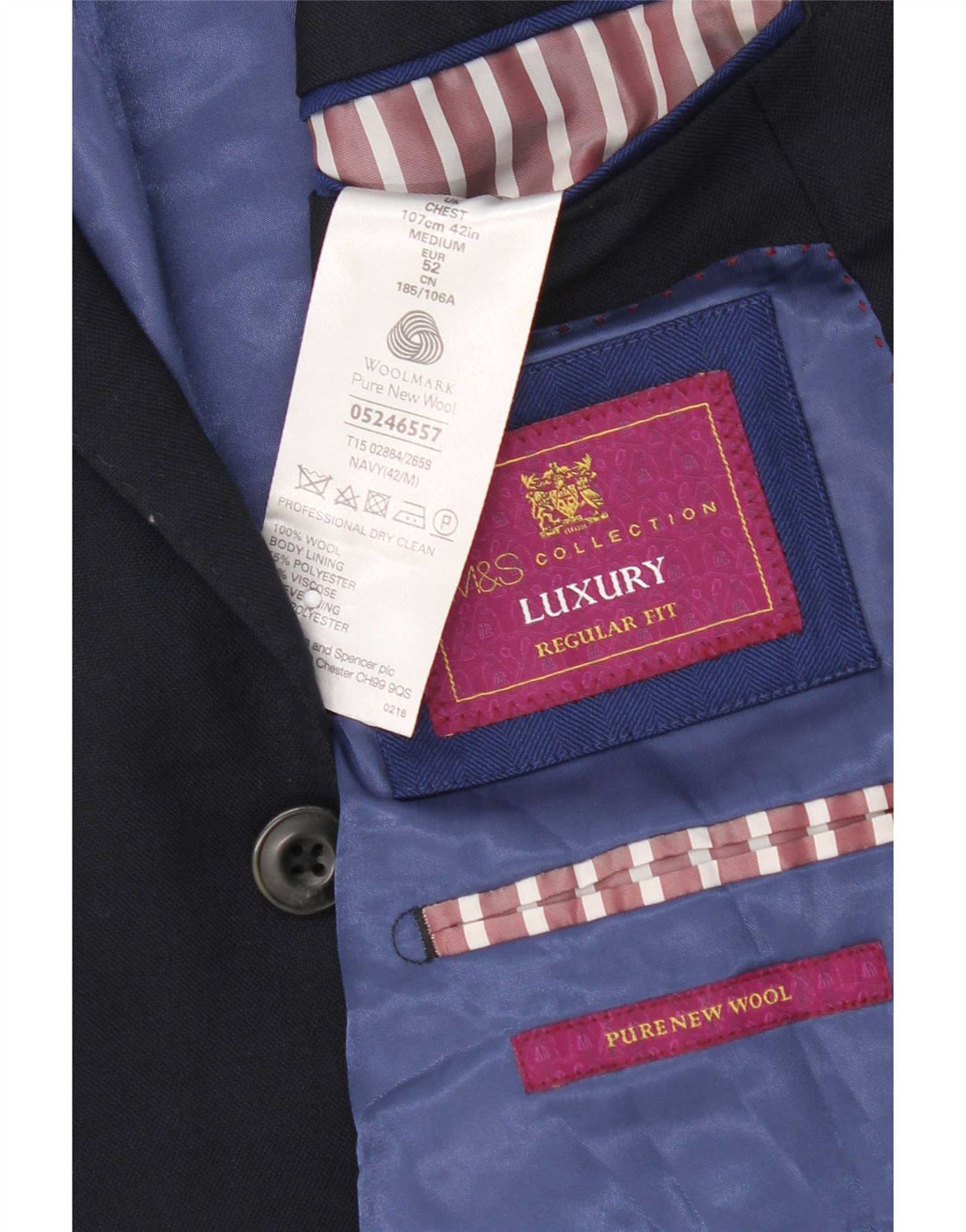 Marks & Spencer Veste blazer à 2 boutons pour homme UK 42 Large Bleu marine