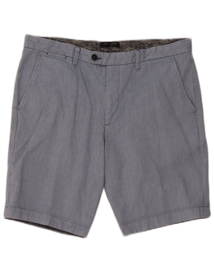 Pantaloncini chino da uomo Ted Baker W34 grande cotone a spina di pesce blu