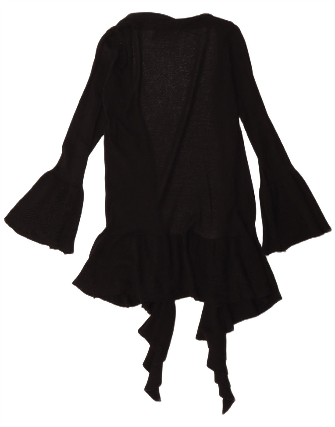 Zara Womens Longline Open Cardigan Sweater UK 12 Medium Black Cotton