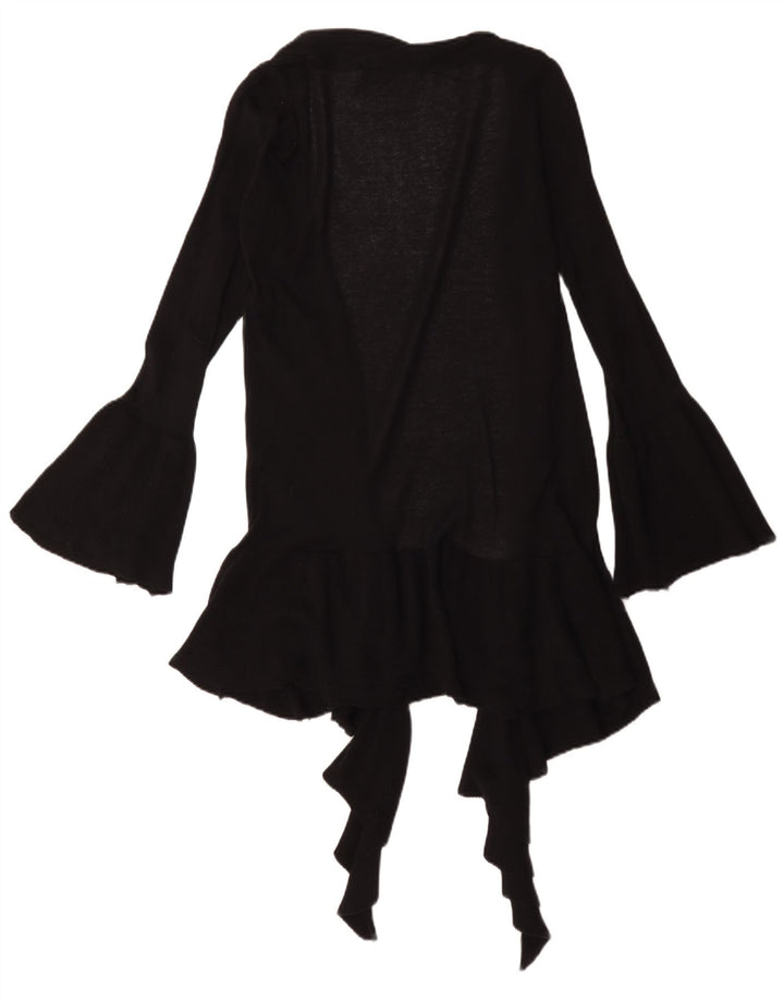 Zara Womens Longline Open Cardigan Sweater UK 12 Medium Black Cotton