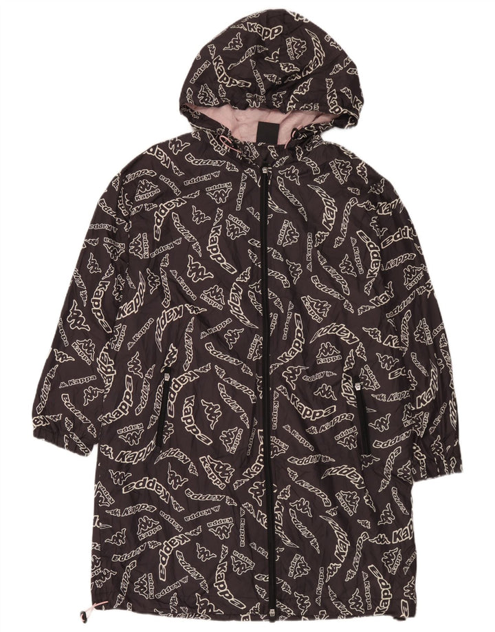 Kappa Womens Oversized Graphic Hooded Raincoat UK 14 Medium Black