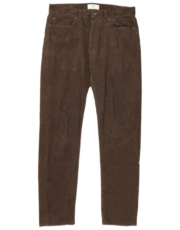 Marks & Spencer Pantalones de pana ajustados para hombre W34 L33 Algodón caqui