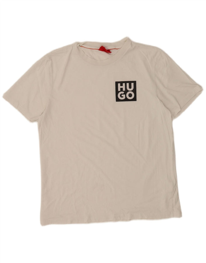 Hugo Boss Mens Graphic T-Shirt Top Medium White Cotton