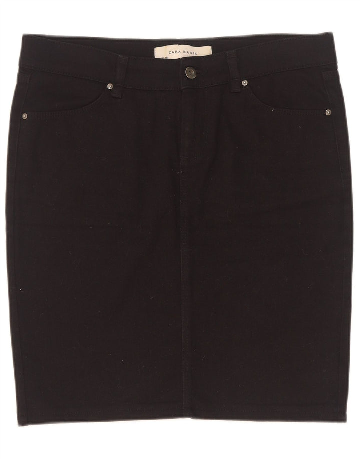 Zara Womens Denim Skirt Large W30 Black