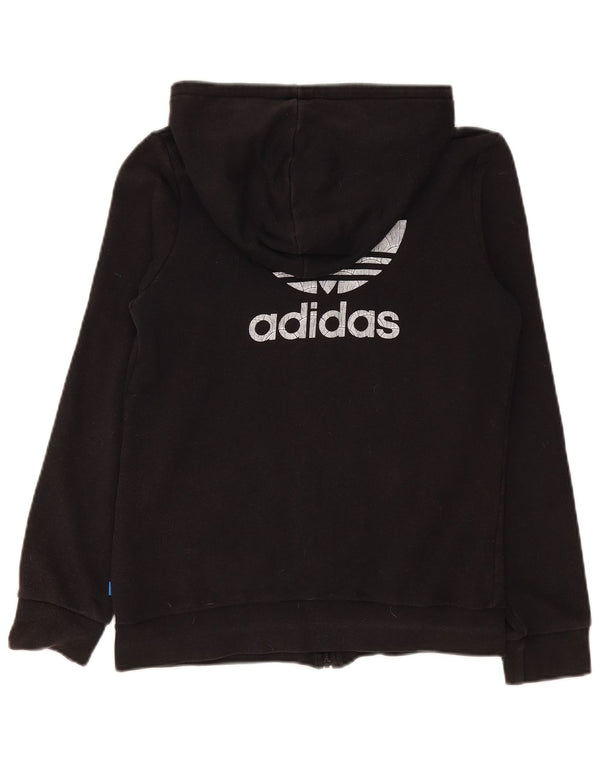Maglione con cappuccio e zip grafica da donna Adidas UK 12 cotone nero medio