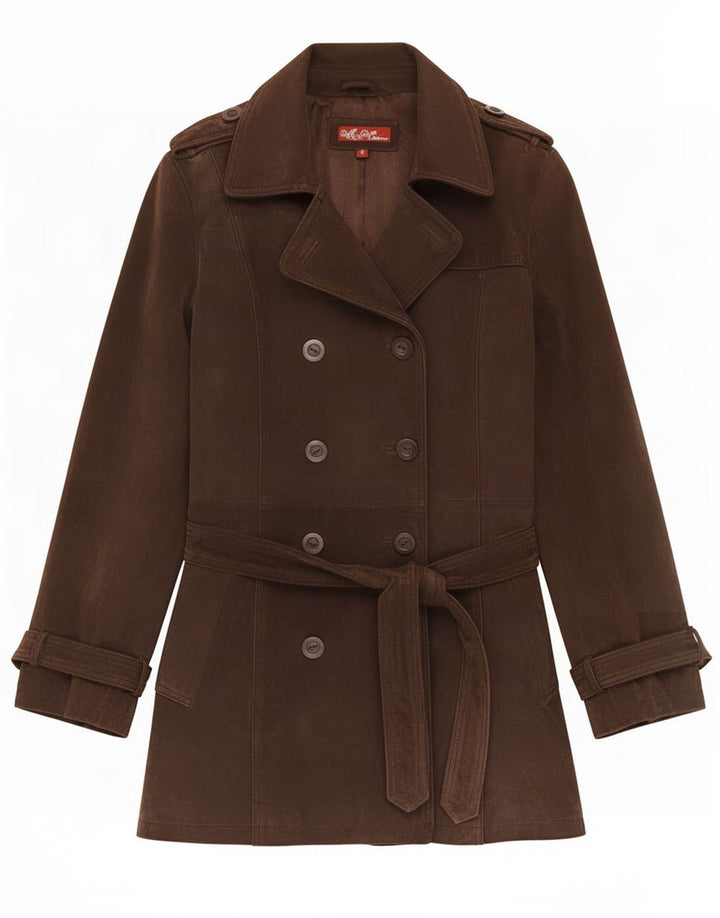 Trench in pelle da donna Wit & Wisdom UK 16 grande marrone
