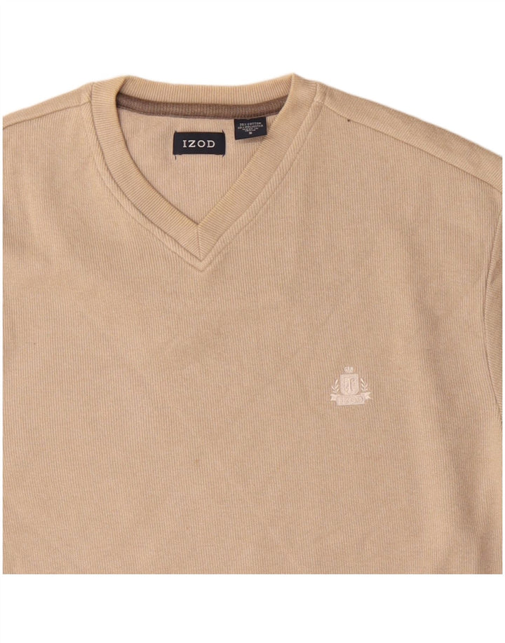 Maglione da uomo con scollo a V IZOD piccolo in cotone beige