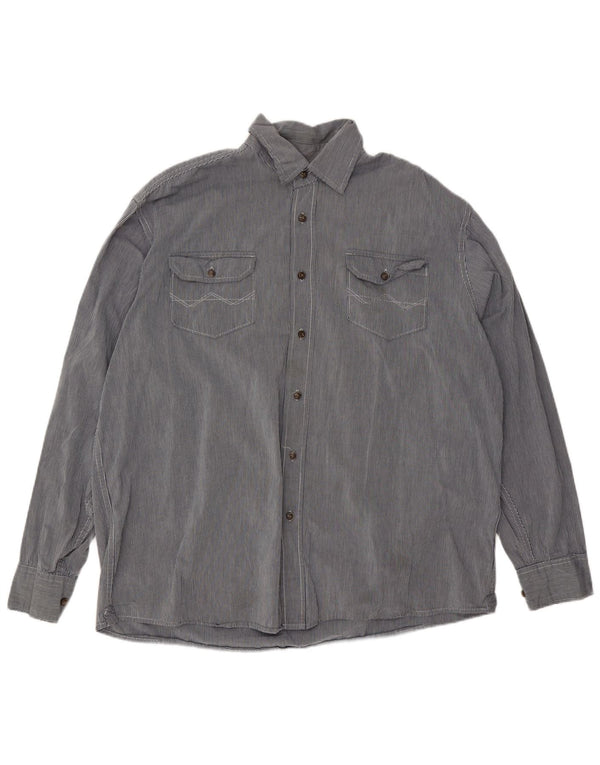 Wrangler Mens Shirt XL Blue Pinstripe Cotton