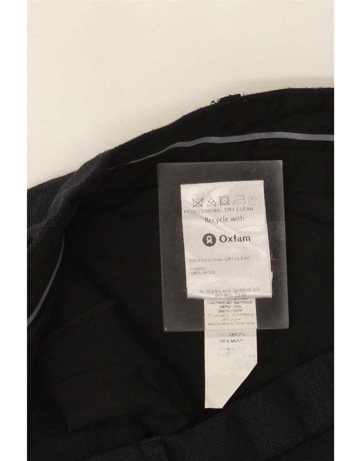 Pantaloni da abito dritti da uomo Marks & Spencer W40 L29 lana blu navy