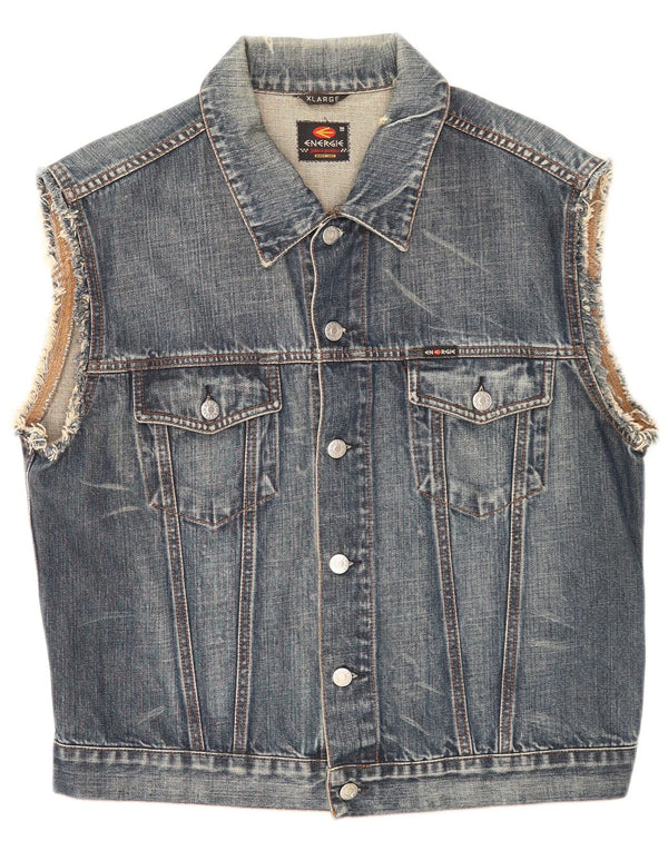 Energe Gilet en jean pour homme UK 42 XL Bleu Coton