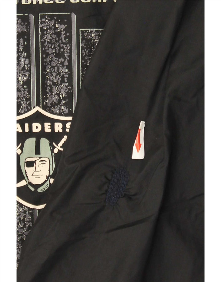 NFL Mens Raiders Graphic Rain Jacket UK 42 XL Black Nylon