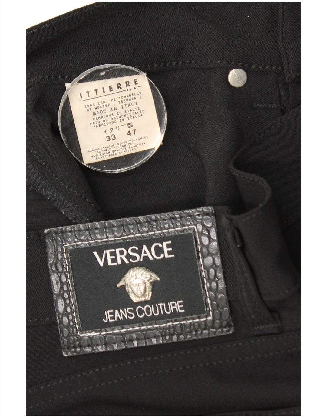Versace Straight Casual Bukser til mænd W33 L31 Sort polyamid