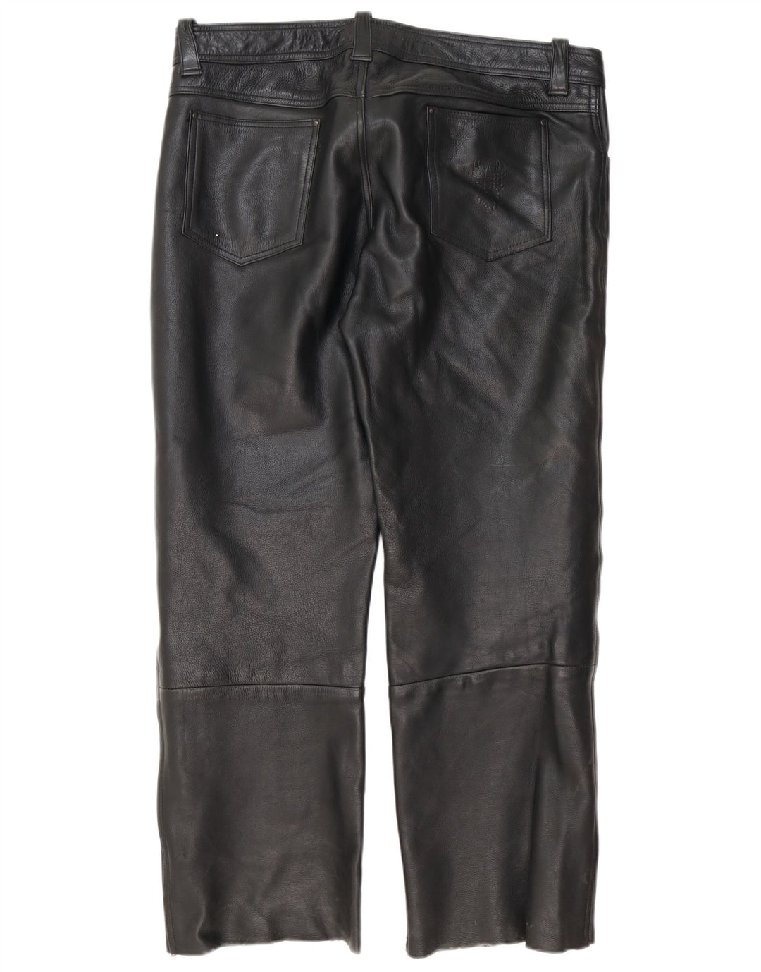 Vintage Mens Straight Leather Trousers W40 L30 Black