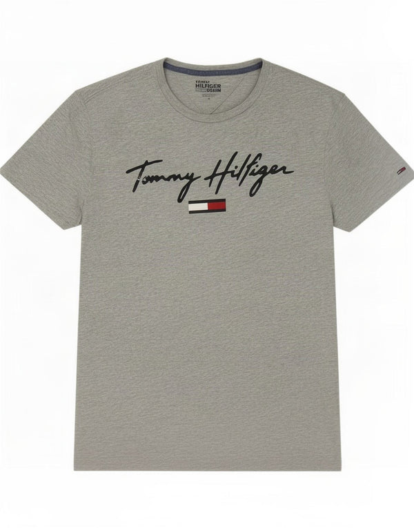 Tommy Hilfiger Mens Graphic T-Shirt Top Medium Grey Cotton