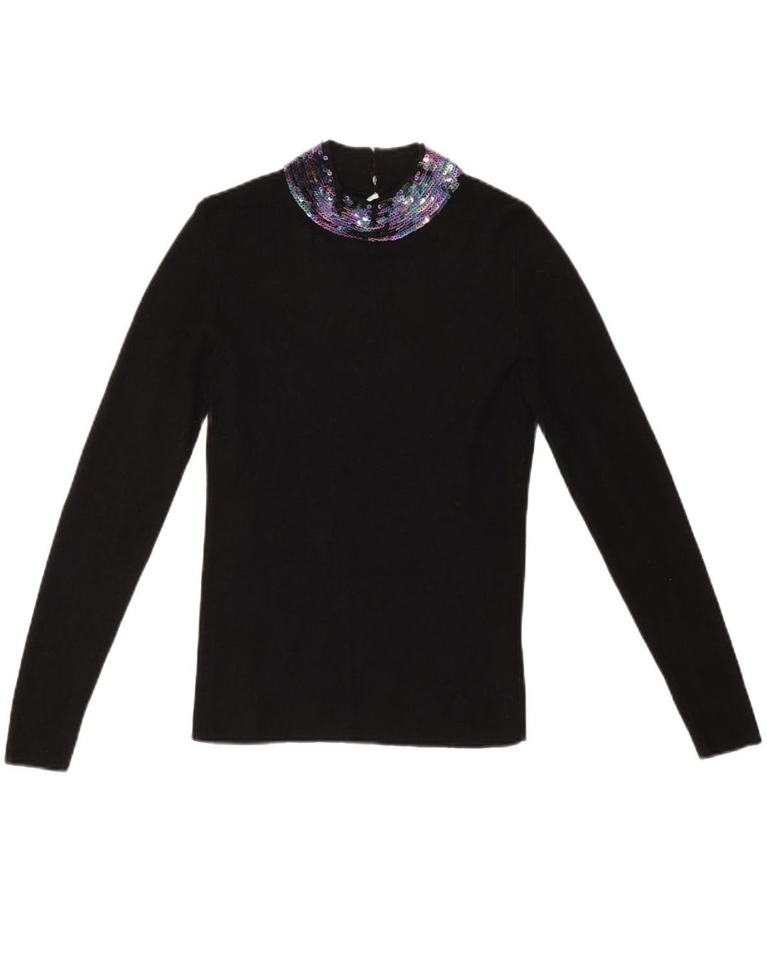 OASIS Womens Top Long Sleeve UK 10 Small Black Viscose