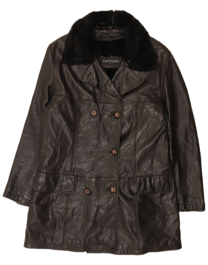 Palton din piele pentru femei Zaffers IT 42 Medium Negru