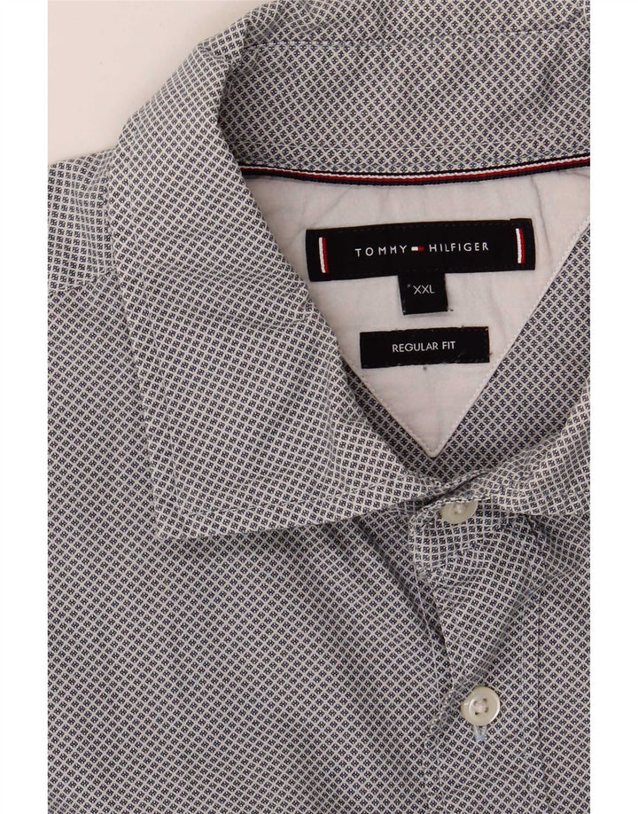 Tommy Hilfiger Mens Regular Fit Shirt 2XL Blue Geometric